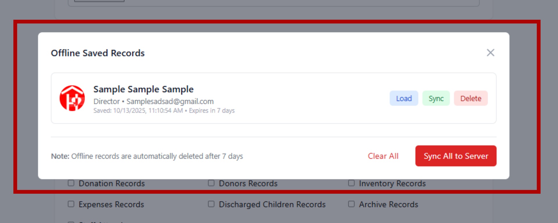 Offline Records Management